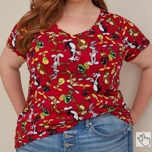 New Torrid Looney Tunes Disney Characters V Neck Women's T Shirt Size 3